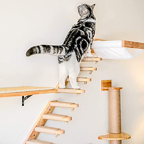 Black Stripe Wooden Cat Wall Shelf P90643