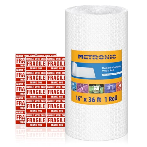 Bubble Cushioning Wrap 2 Pack 12 Inch x 72ft Total, Clear Bubble Packing Roll B9129