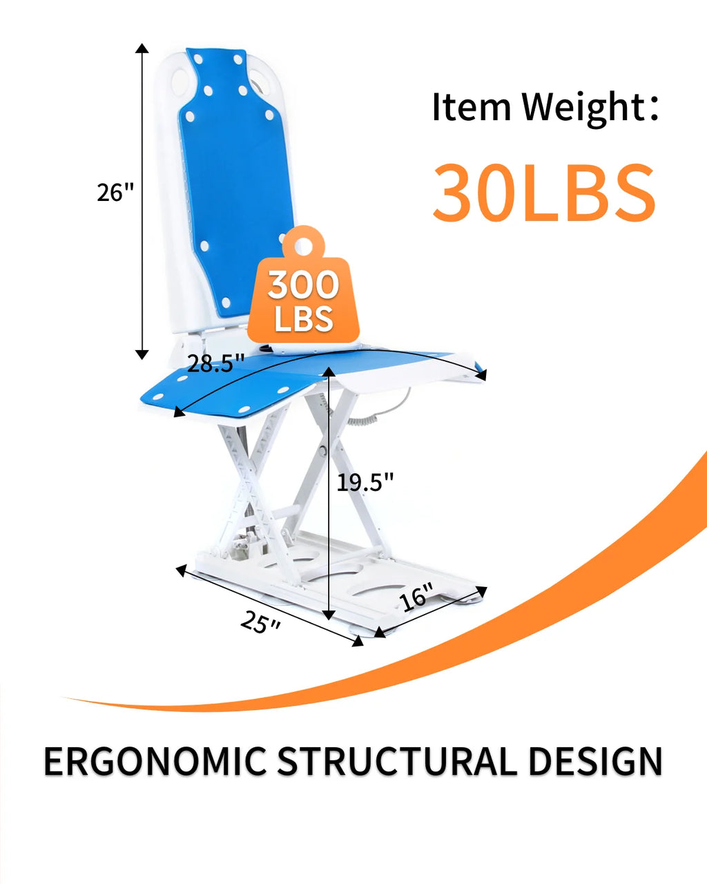 Electric Chair Lift, 300 lbs Weight Limit R64866