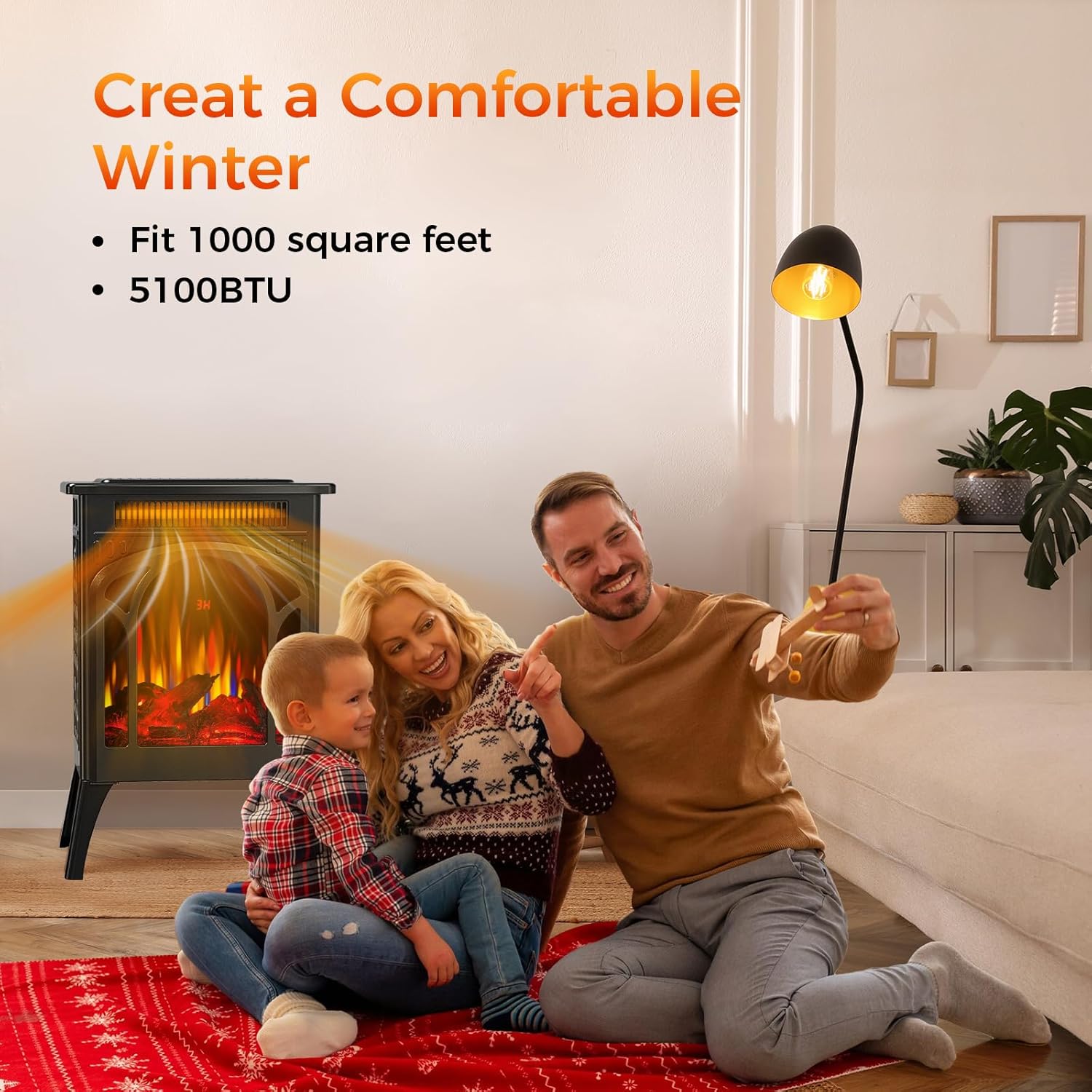 1500W Infrared Electric Stove Heater with Remote Control D77744