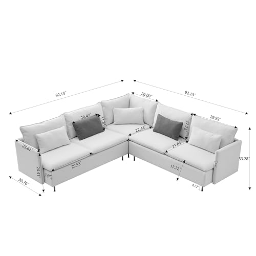 Beige L Shaped Sectional Sofa with 5 Waist Pillows B95015