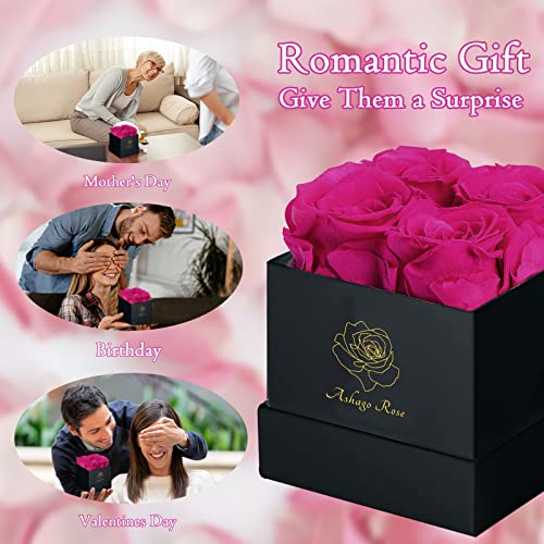 Square Black Box 4 Pink Preserved Roses M239806
