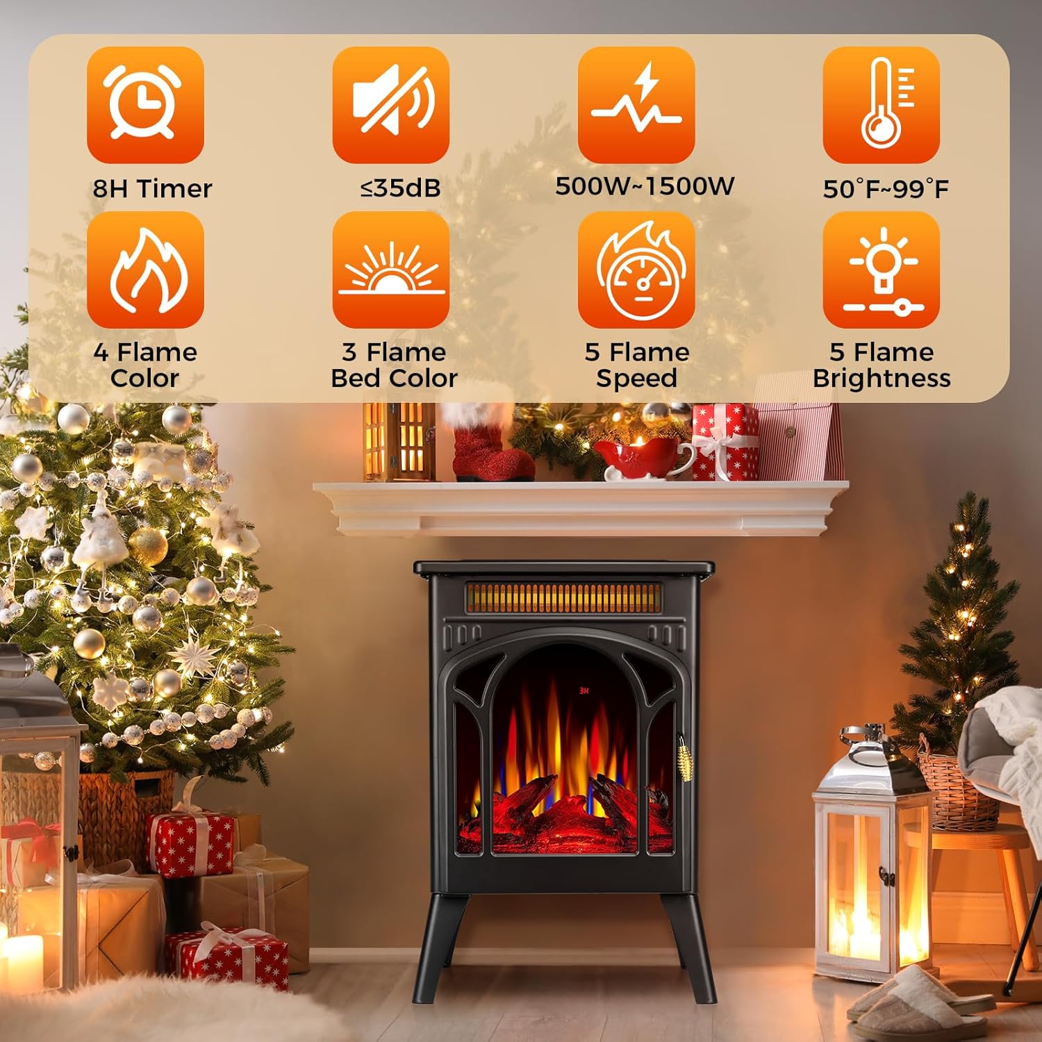 1500W Infrared Electric Stove Heater with Remote Control D77744