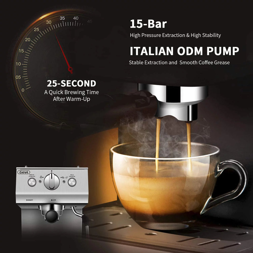 Silver Stainless Steel 15 Bar Espresso Machine I567545