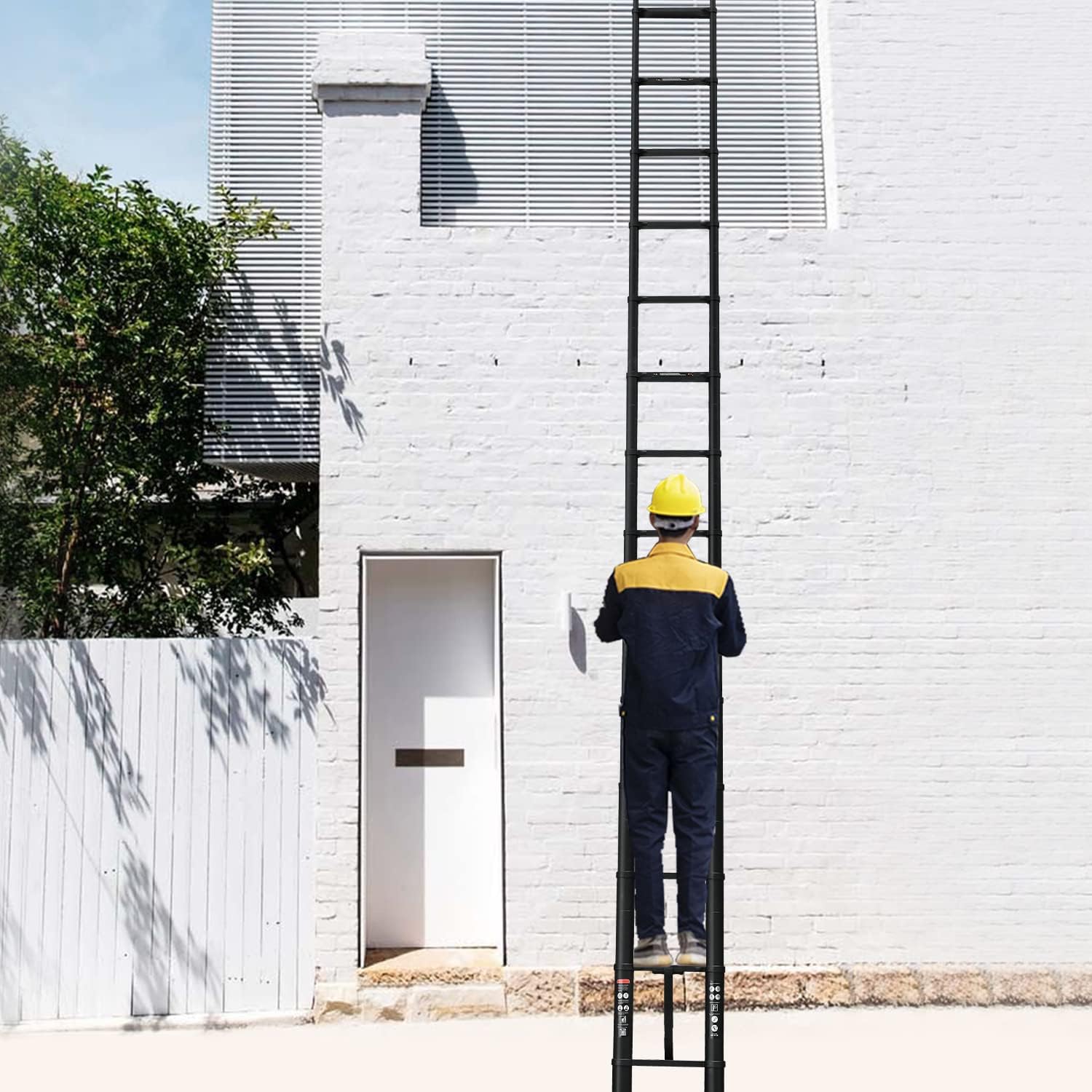 Compact 20FT Aluminum Telescoping Extension Ladder with 2 Detachable Roof Hooks Y23902