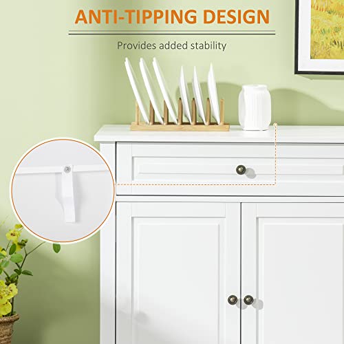 White Sideboard with 2 Drawers and Adjustable Shelves F6806