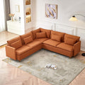 Beige L Shaped Sectional Sofa with 5 Waist Pillows B95015