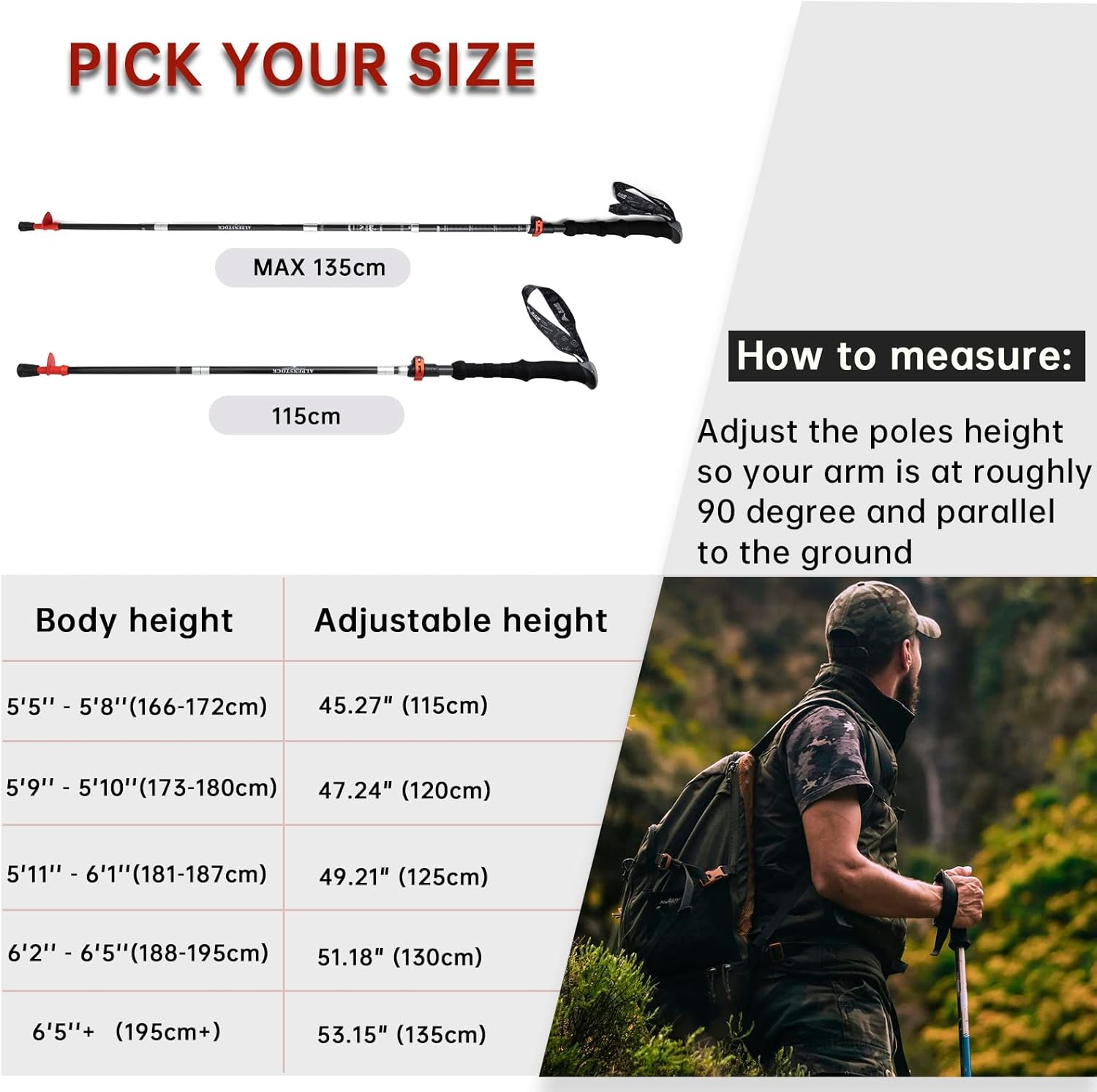 Carbon Fiber Trekking Poles Collapsible Walking Sticks Hiking Folding Poles Quick Lock 2pc B95083