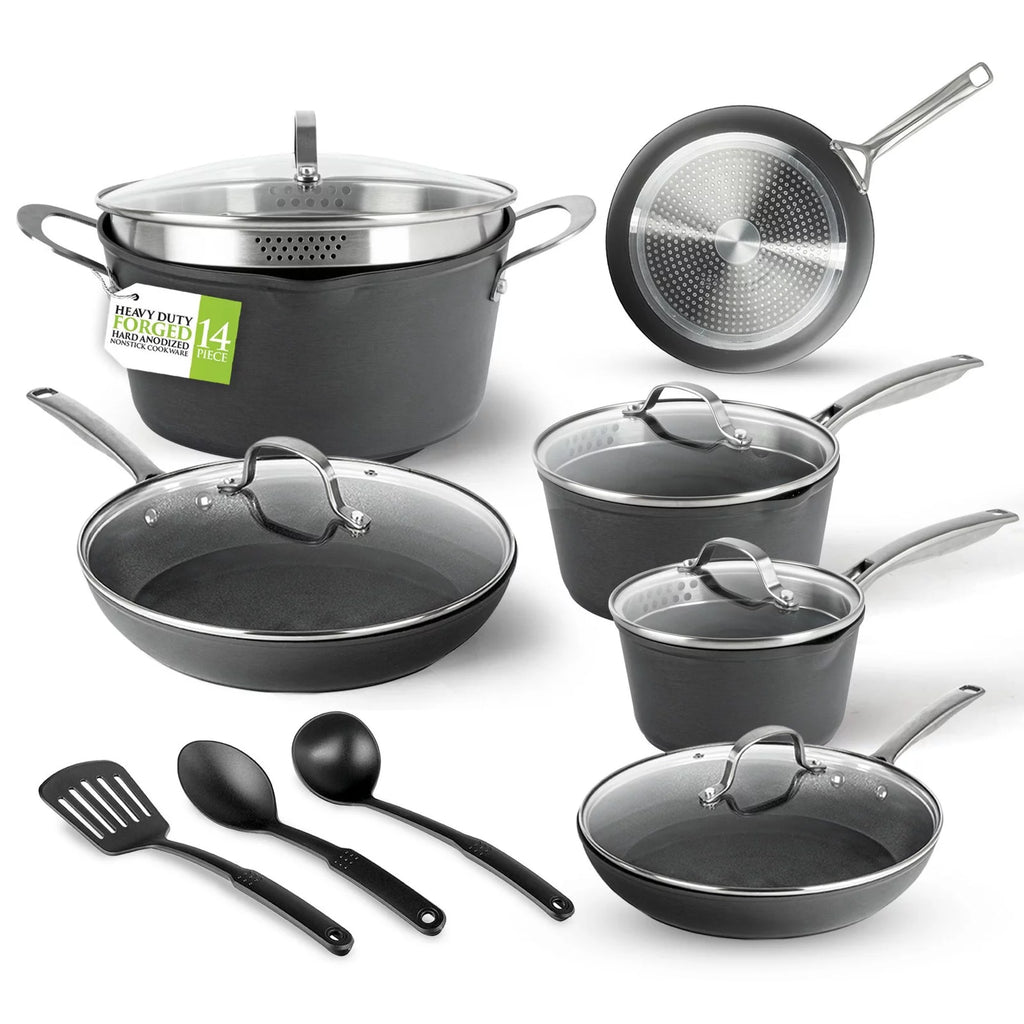 14pc Hard Anodized Cookware Set I5663