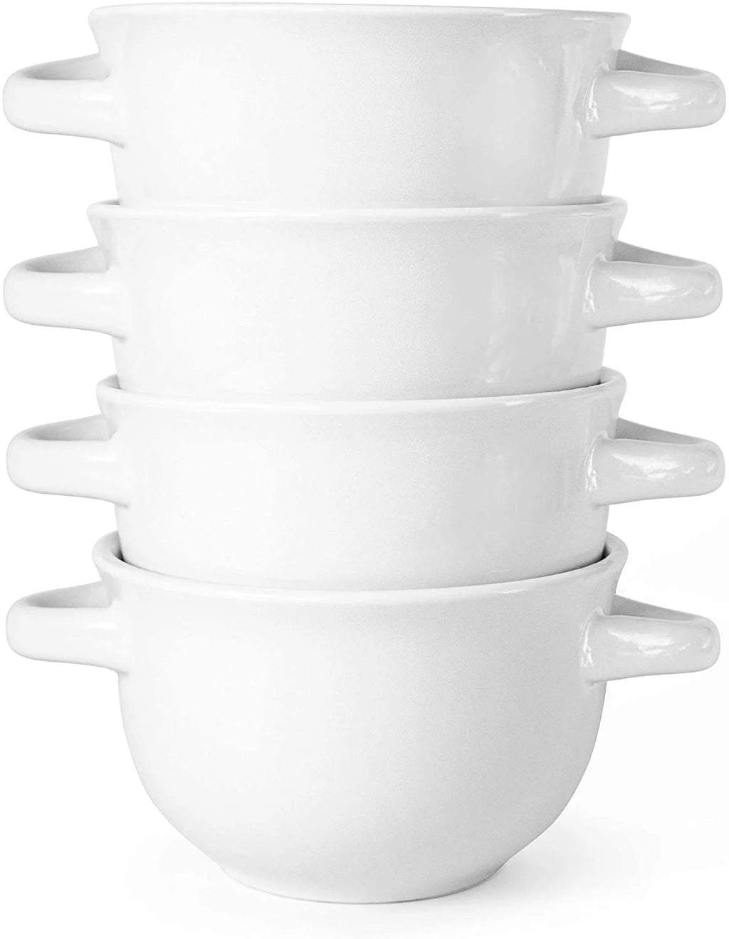 18 oz White Soup Bowls with Handles, Set of 4 D7848