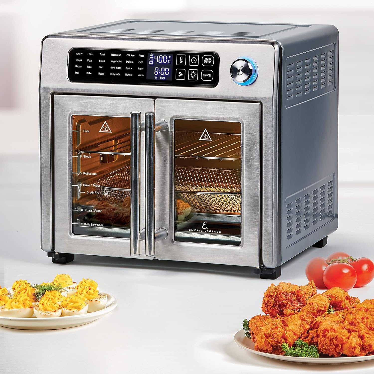 26 QT Extra Large Air Fryer Convection Toaster Oven with French Doors Stainless Steel B86958