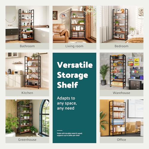5 Tier Rustic Brown Book Shelf H3769