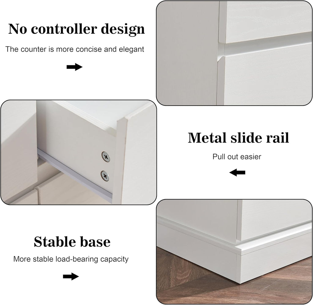 White 6 Drawer Wood Dresser P9548
