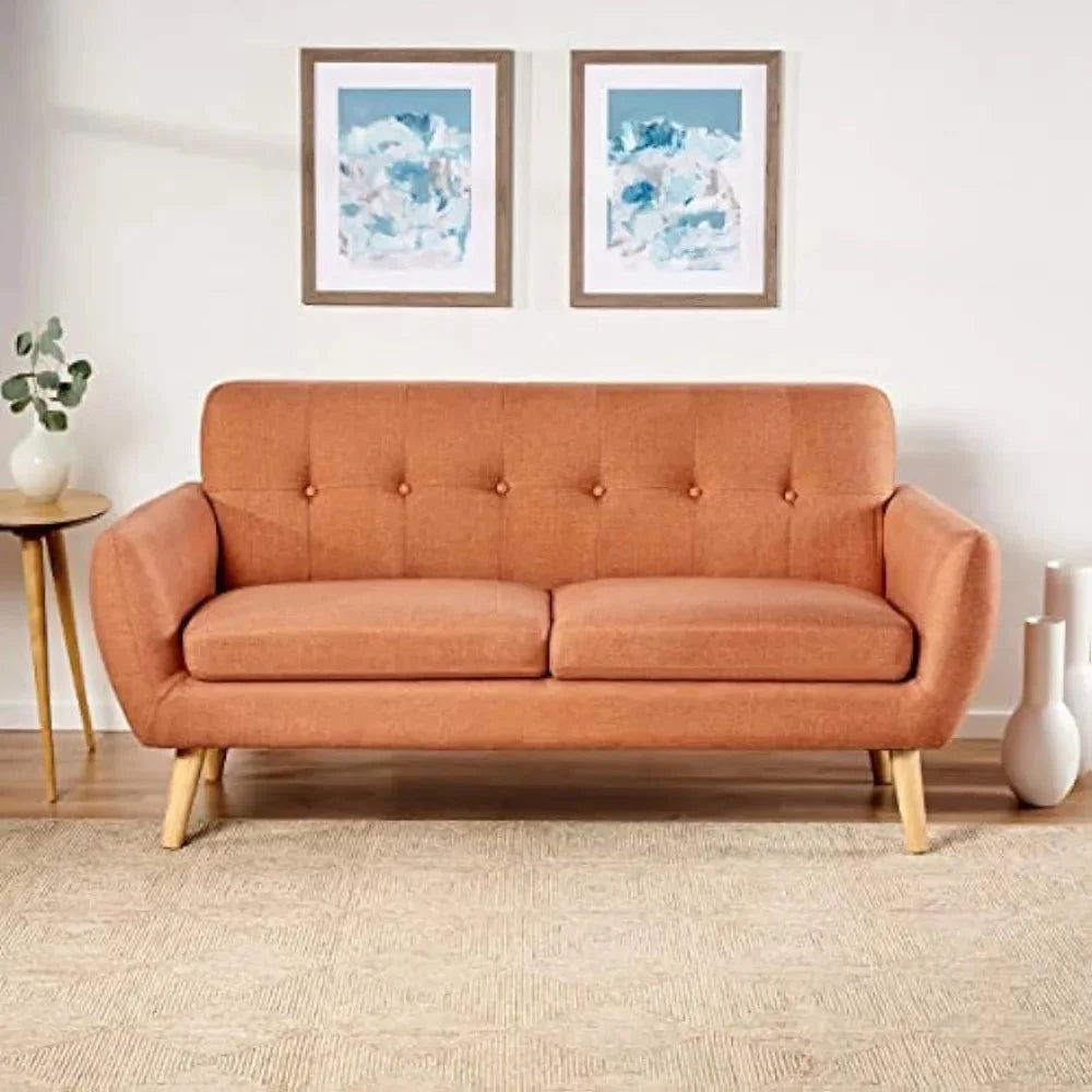Burnt Orange Fabric Petite Sofa S715
