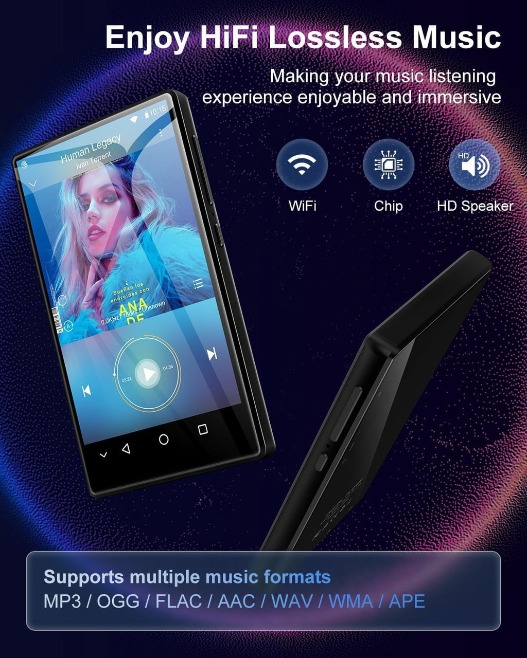 4.7" Touchscreen Android MP3 Player with Bluetooth and WiFi Y775306