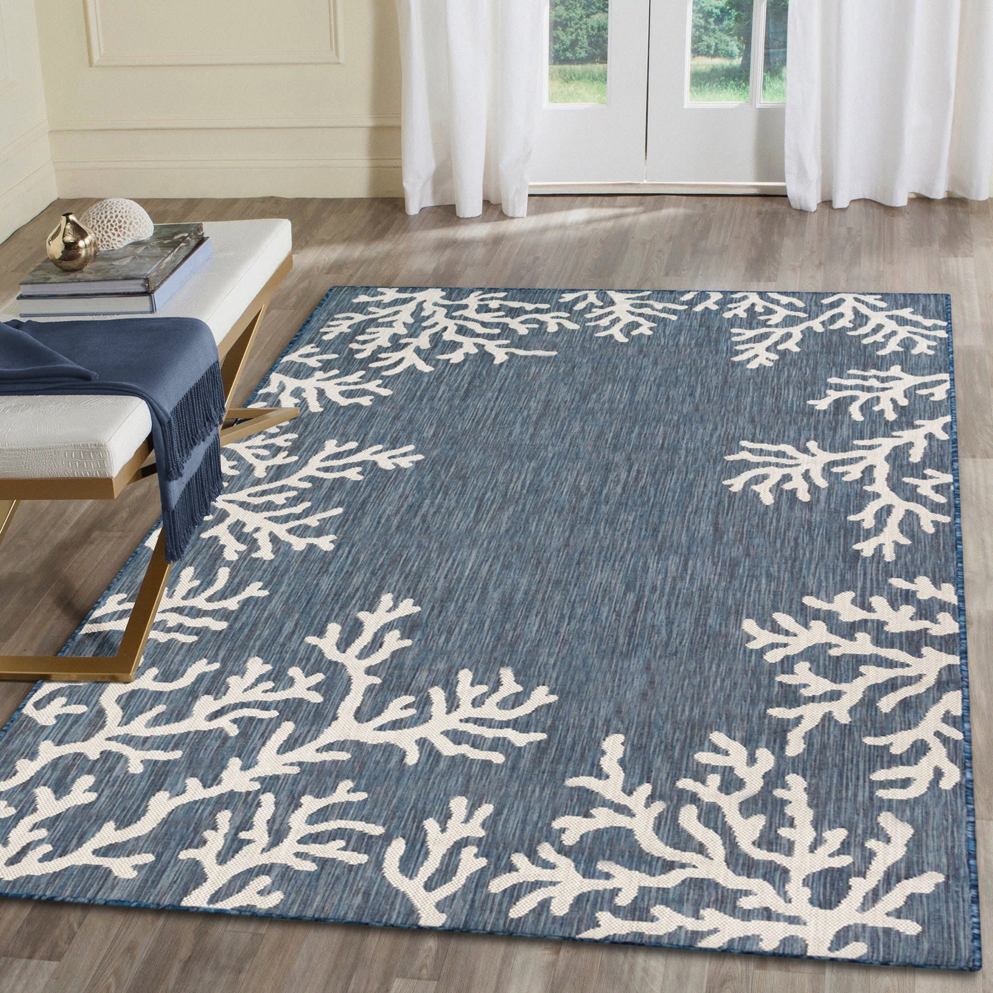 Carmel Coral Border Indoor Outdoor Area Rug