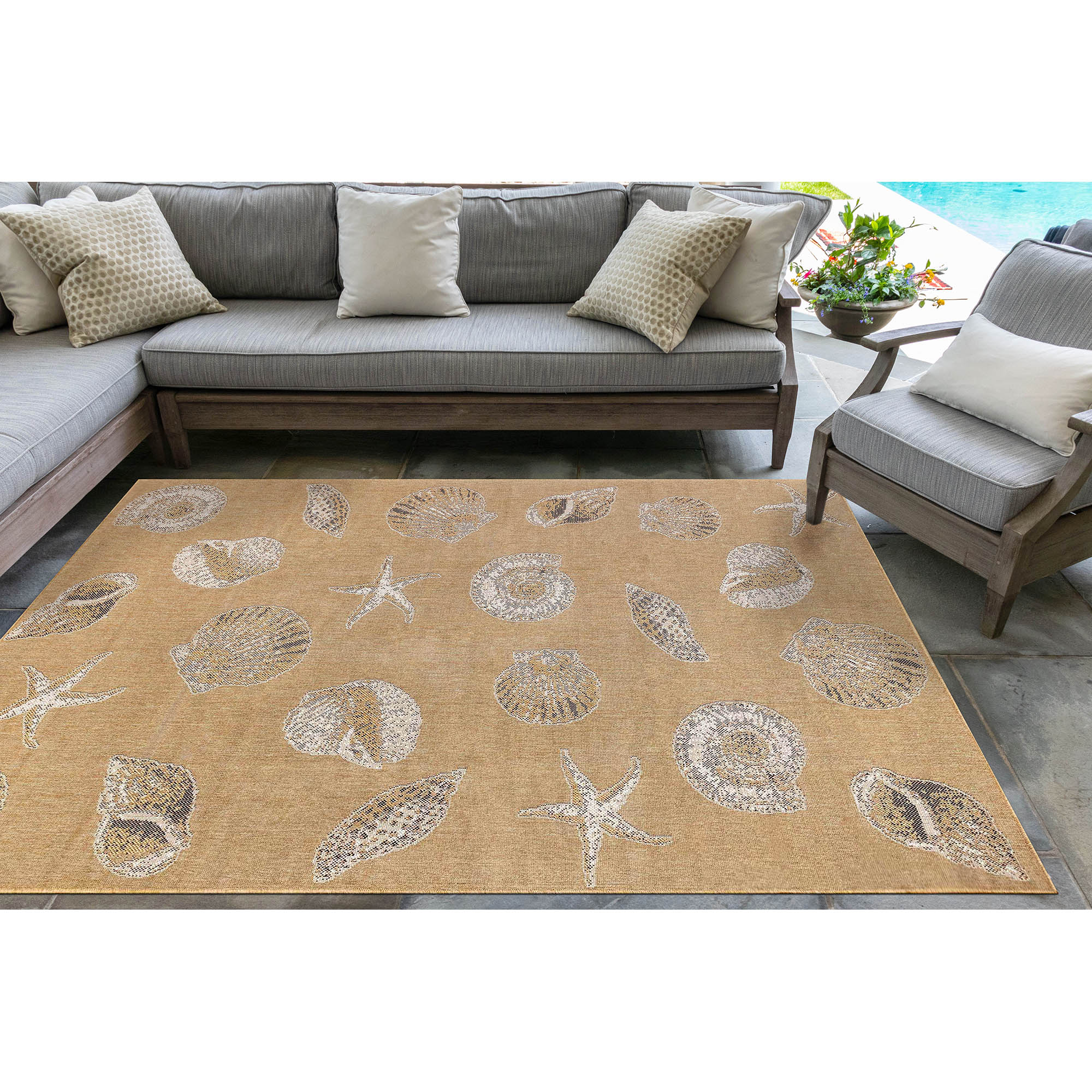 Carmel Shells Indoor Outdoor Area Rug