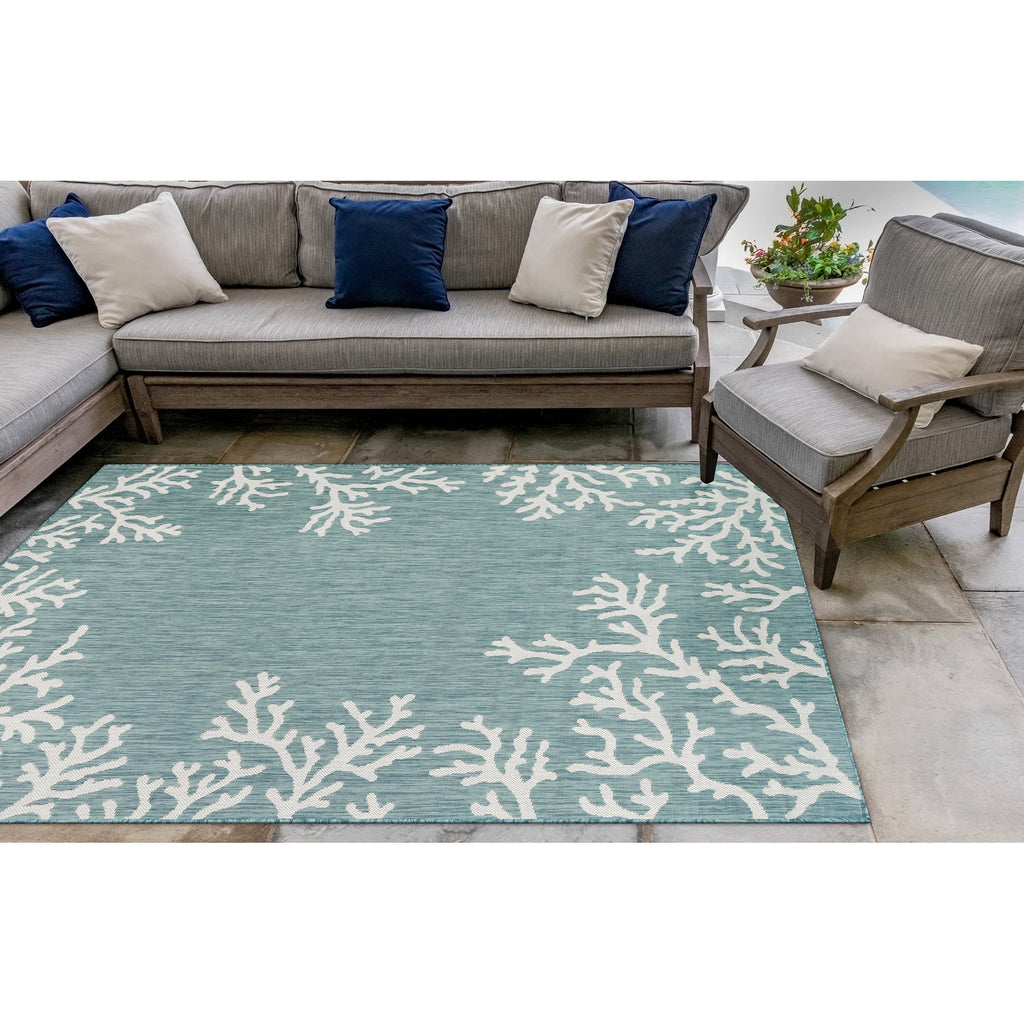 Carmel Coral Border Indoor Outdoor Area Rug