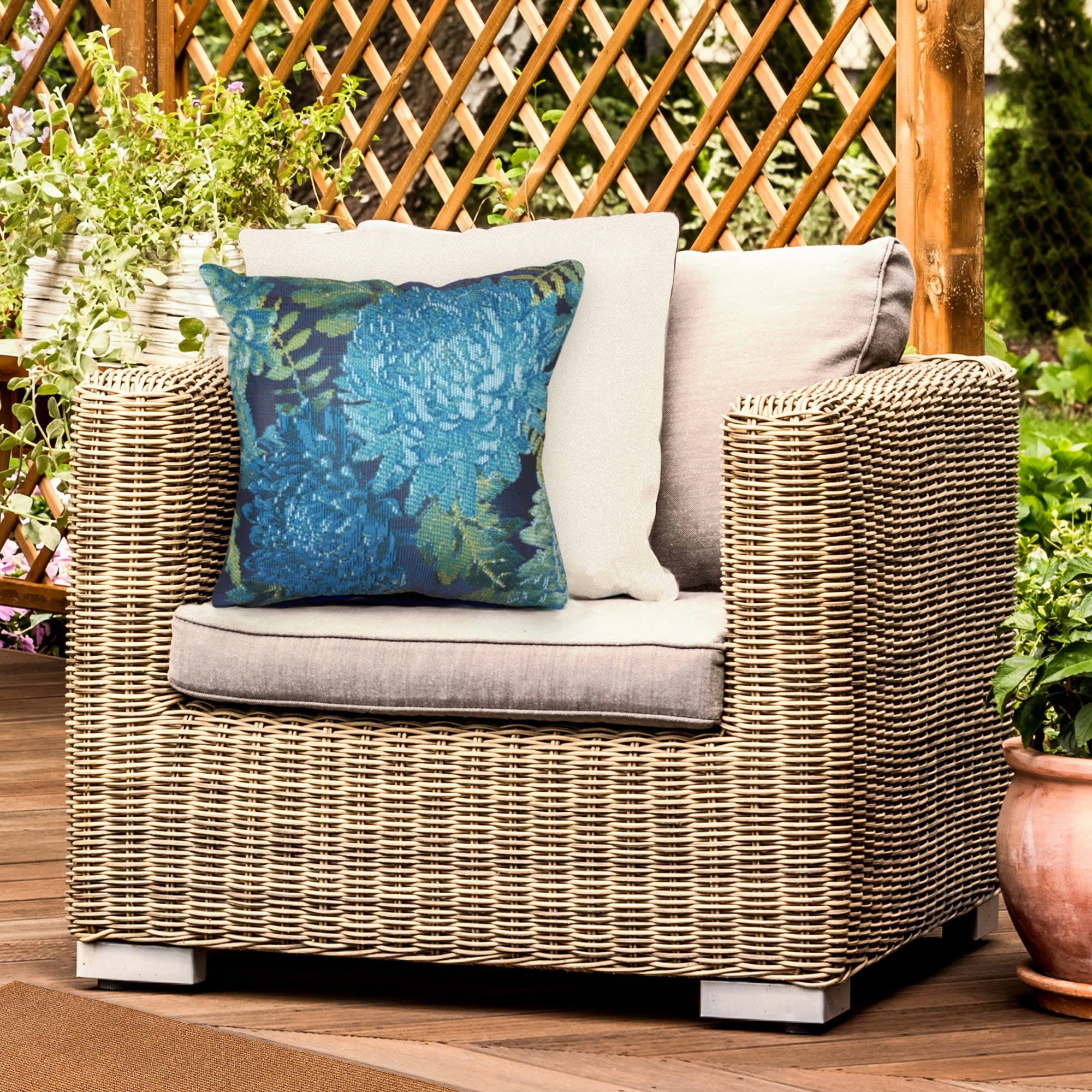 Marina Mums Indoor Outdoor Throw Pillow