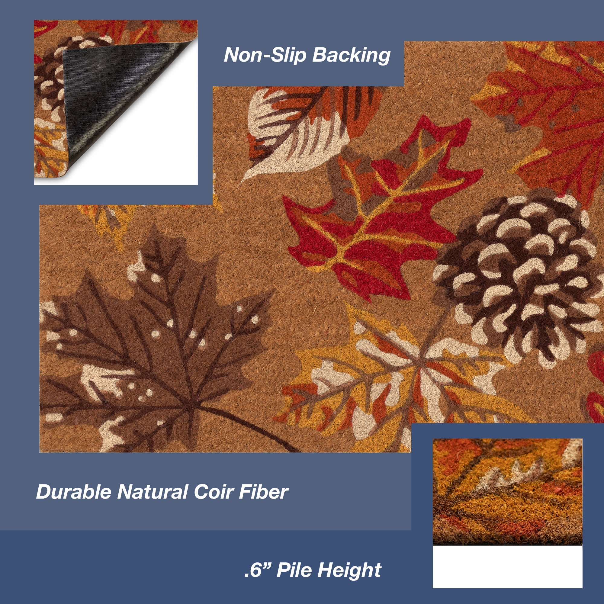 Natura Falling Leaves Coir Doormat with Non-Slip Backing