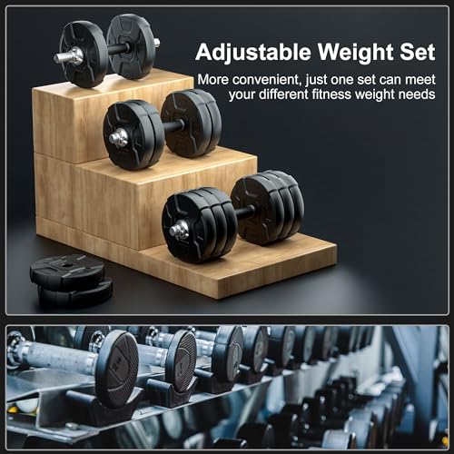 Heavy Adjustable Dumbbell Barbell Set, Metal Dumbbell Grip and Barbell Bar, 1" Center Hole Weight Plate J520997