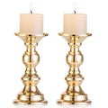 2 Pcs Gold Metal Pillar Candle Holders A956992