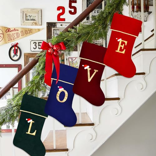 Blue Velvet Christmas Stocking with Gold Trim C66267