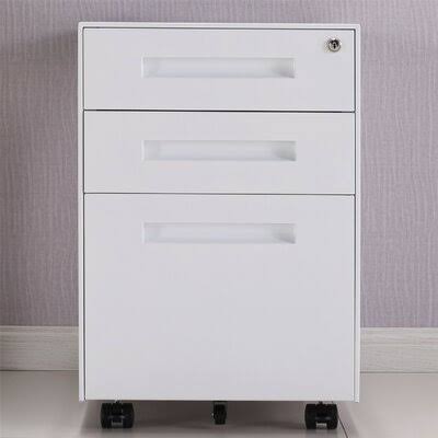 White 3-Drawer Mobile Vertical Filing Cabinet Q895