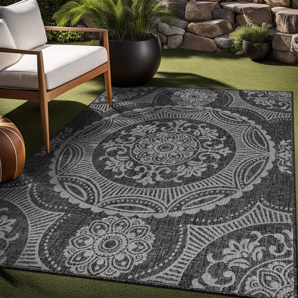 Dark Gray 6x9 Washable Outdoor Rug S442688