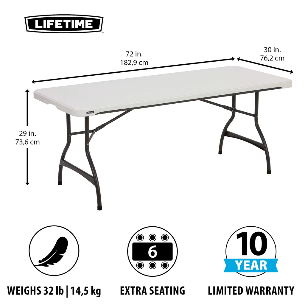 White Granite Set of 4 Rectangle Folding Table E167