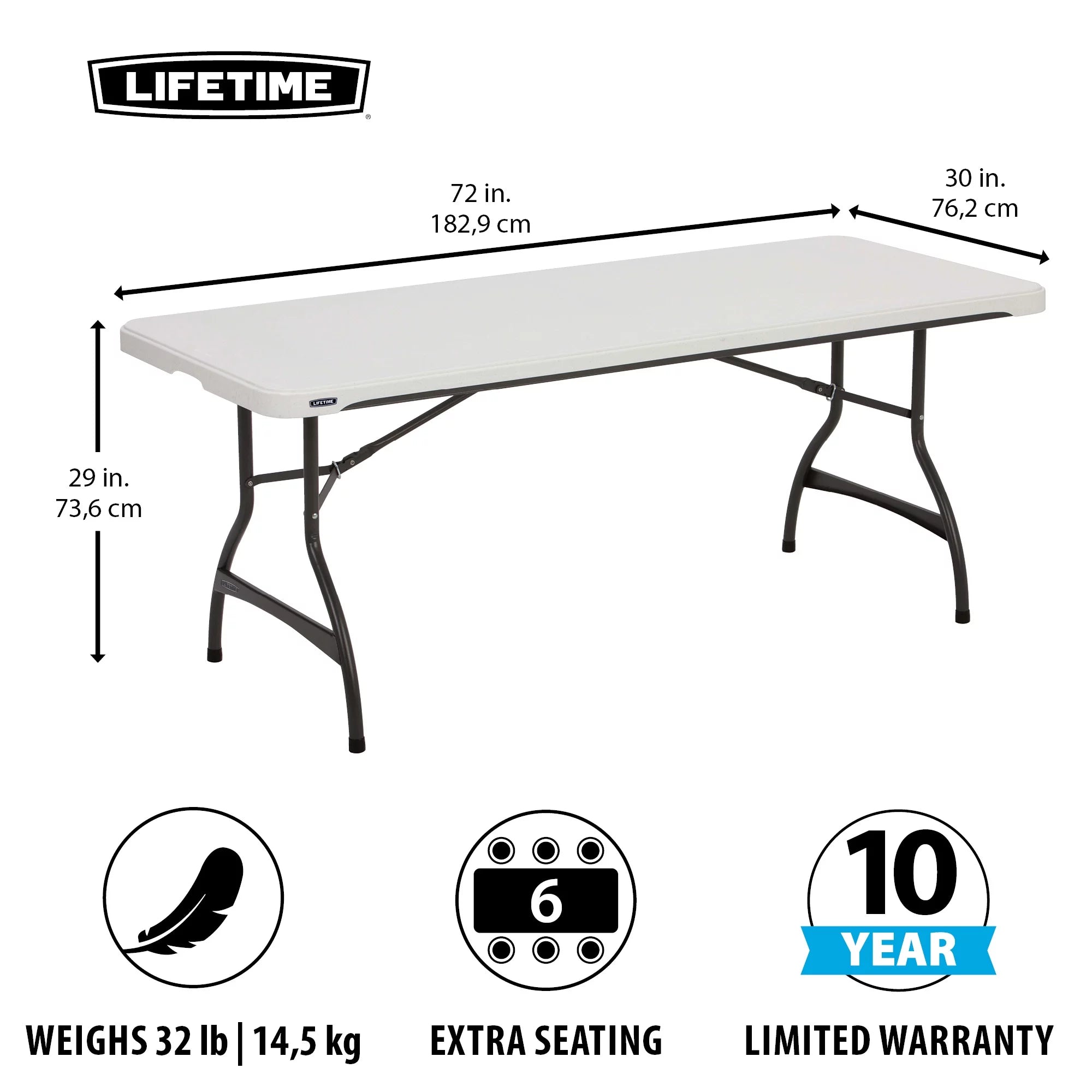 White Granite Set of 4 Rectangle Folding Table E167