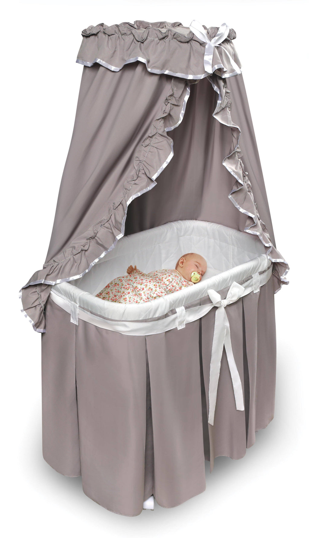 Gray/White Baby Bassinet with Canopy Bedding R63462