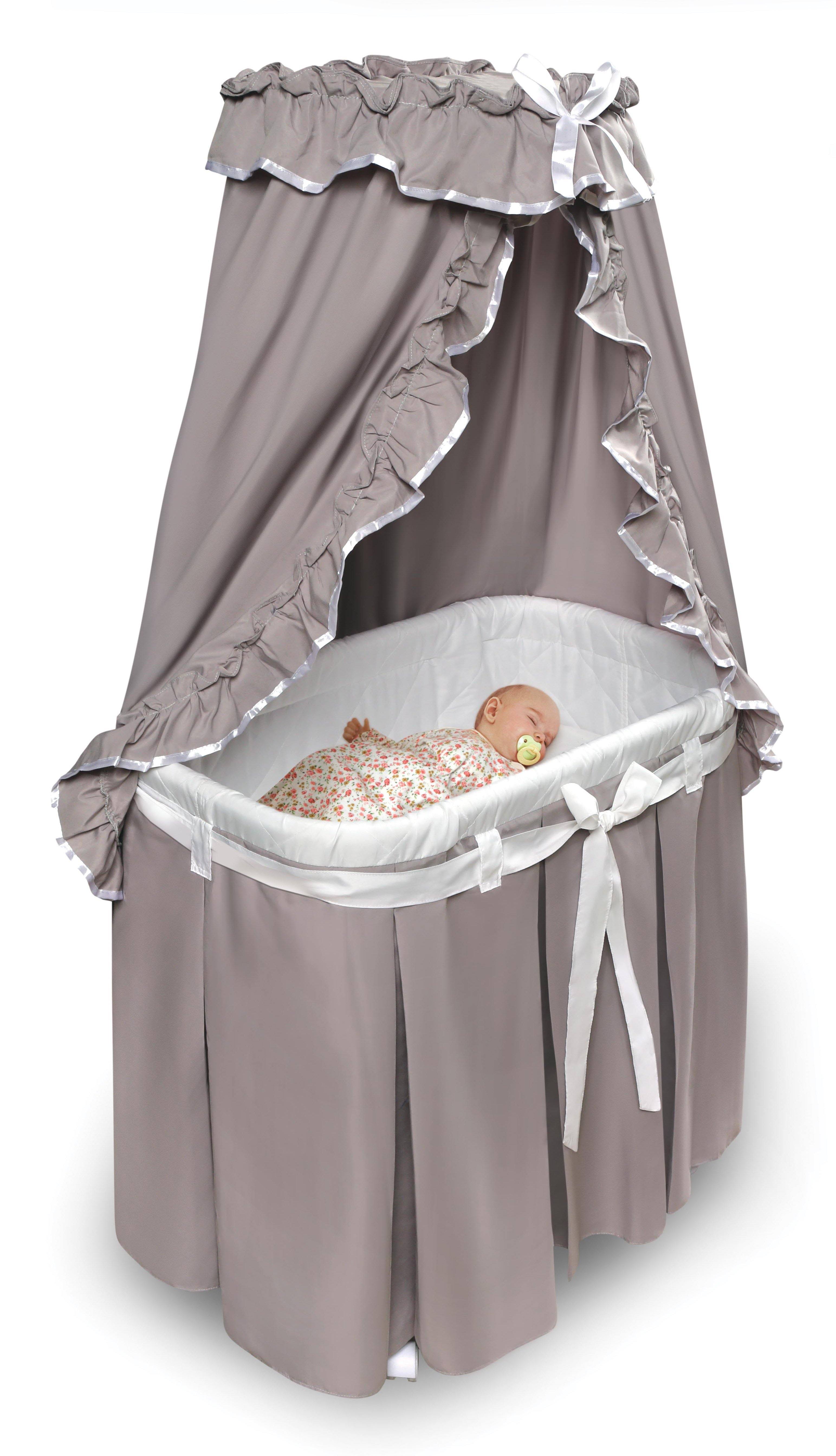 Gray/White Baby Bassinet with Canopy Bedding R63462