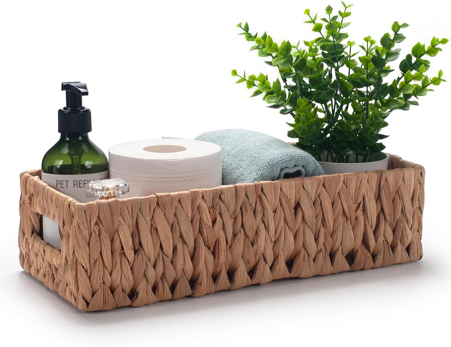 Water Hyacinth Wicker Toilet Paper Basket 14.2 x 6.5 x 3.7 inch Z316493