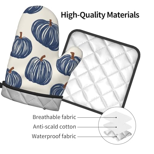 Winter Green Tree Snowflake Oven Mitts and Pot Holders Set Heat Resistant Non Slip Kitchen Gloves Hot Pads 2 Pack Set X517921
