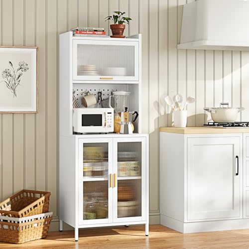White 72.6" Tall Kitchen Pantry Cabinet with Storage X527