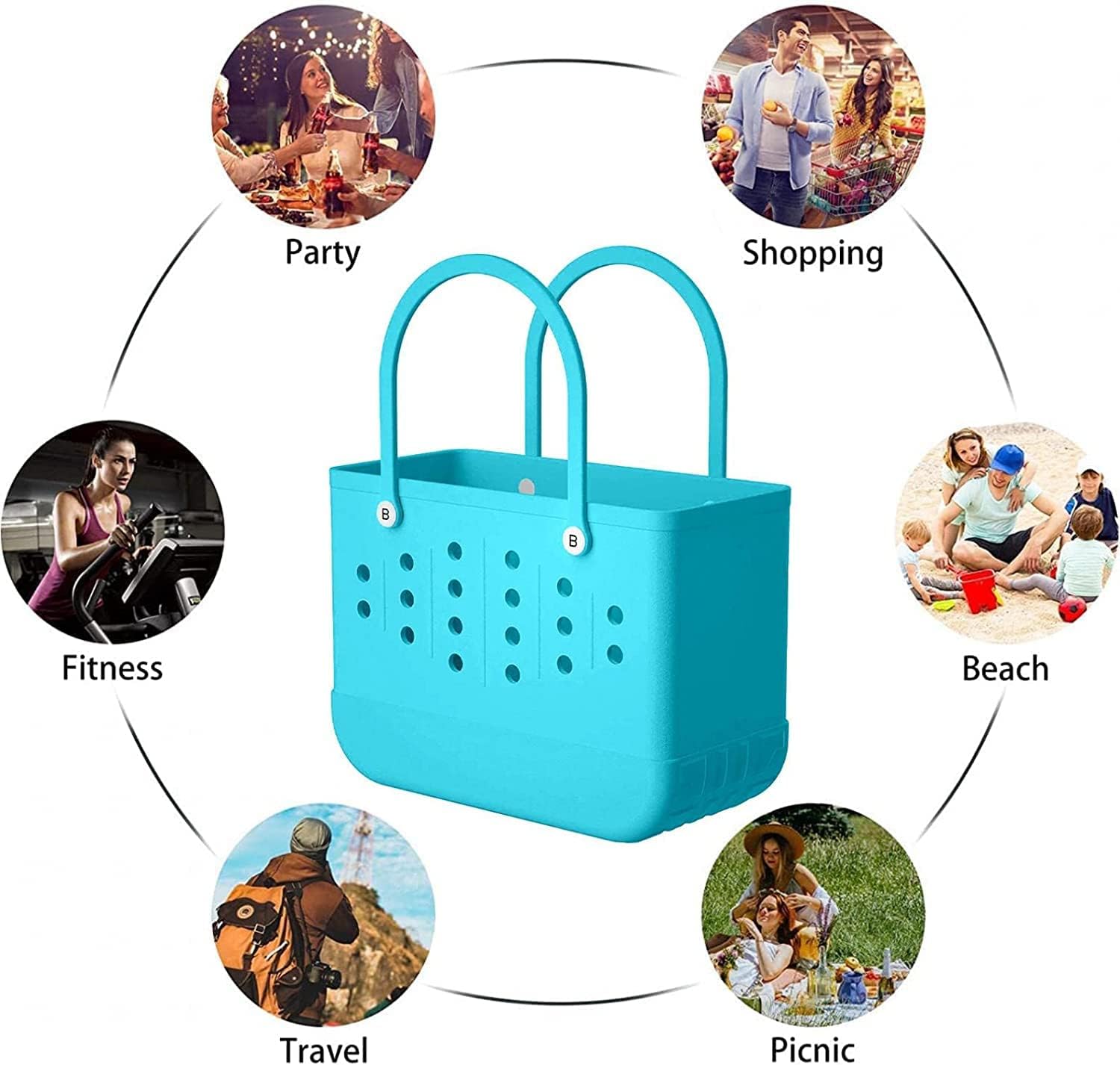 Lake Green Medium Waterproof EVA Beach Tote Bag O332