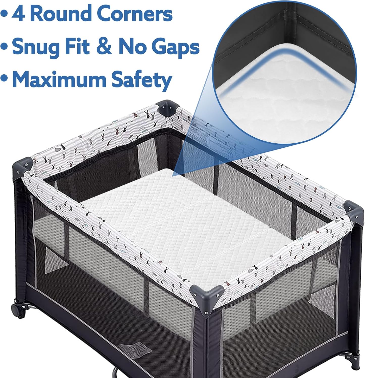 38’’x26’’ Waterproof Portable Crib Mattress Topper J33120