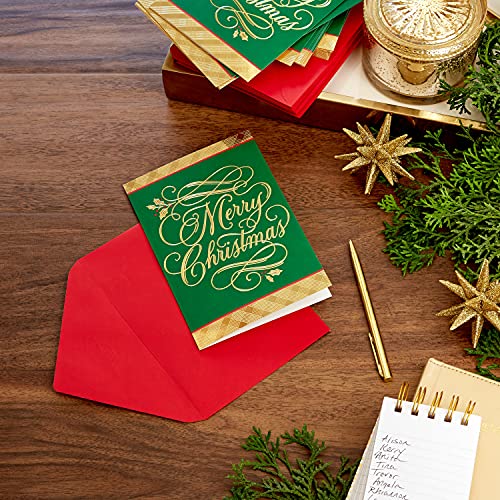 40 Cards with Envelopes Green and Gold Christmas Cards F5878