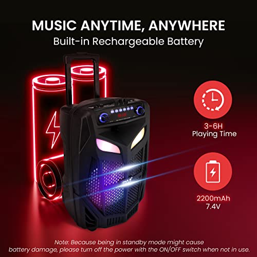 800W 12" Portable Bluetooth PA Speaker with Party Lights V7331