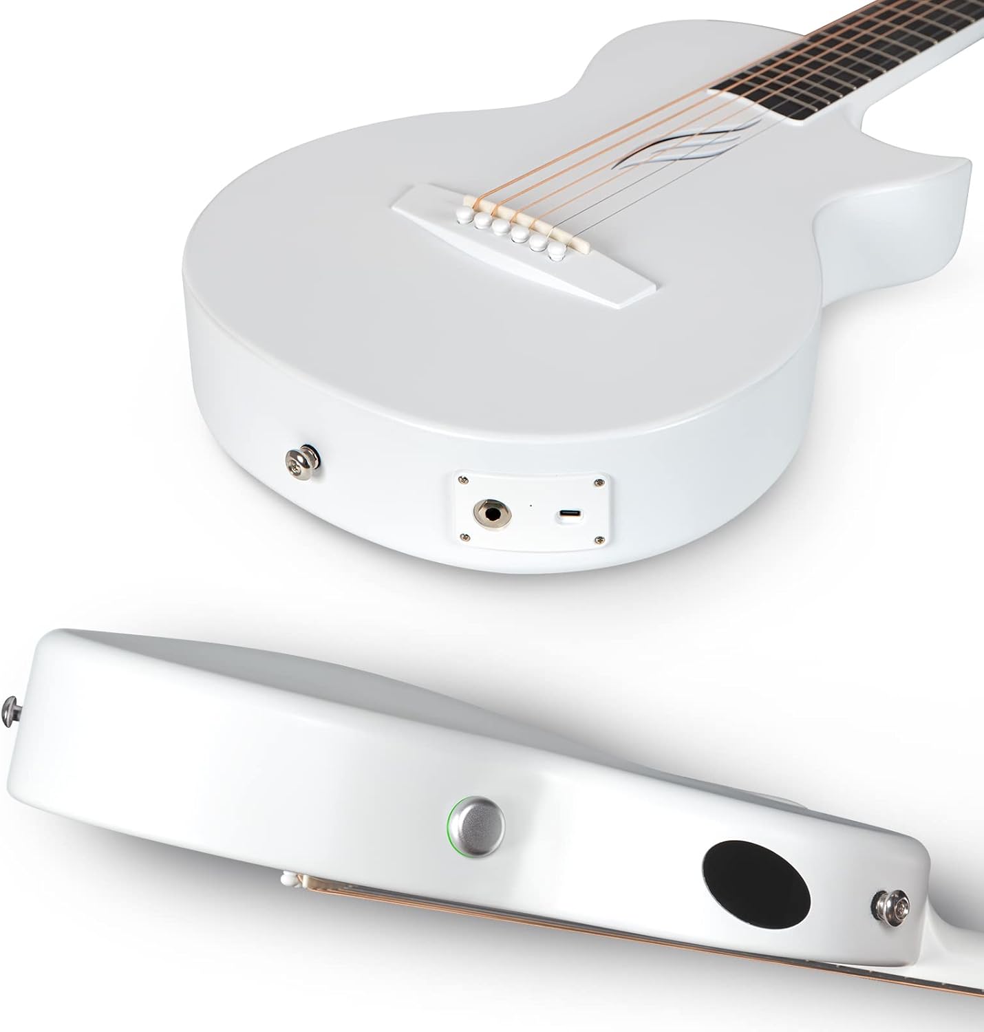 Carbon Fiber Acoustic Electric Guitar 35 Inch Starter Bundle Kit (White) X653851