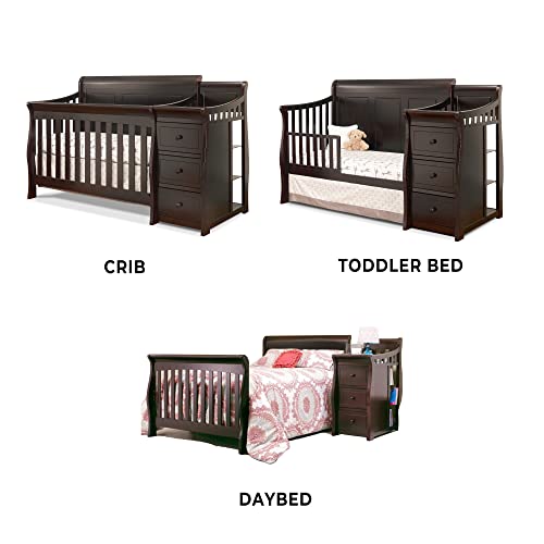 White Convertible Crib and Changer with Solid Panel Back Wooden Baby Bed Toddler Full-Size Nursery S112