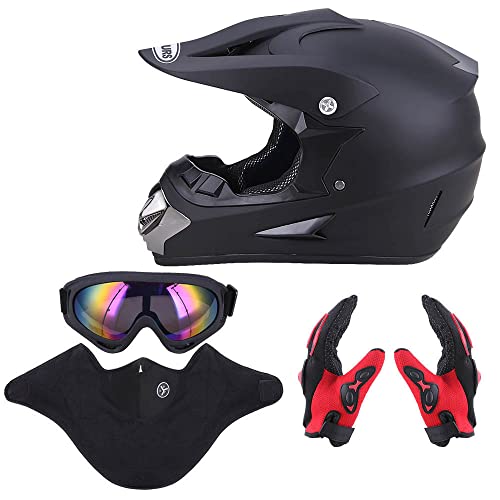 Adult Motocross Dirt Bike Helmet with Goggle, Gloves & Mask J67629