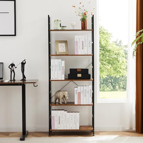 5 Tier Black Ladder Bookshelf I764