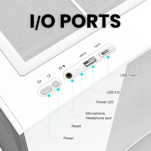 White Micro ATX PC Case with Tempered Glass Panel S1045