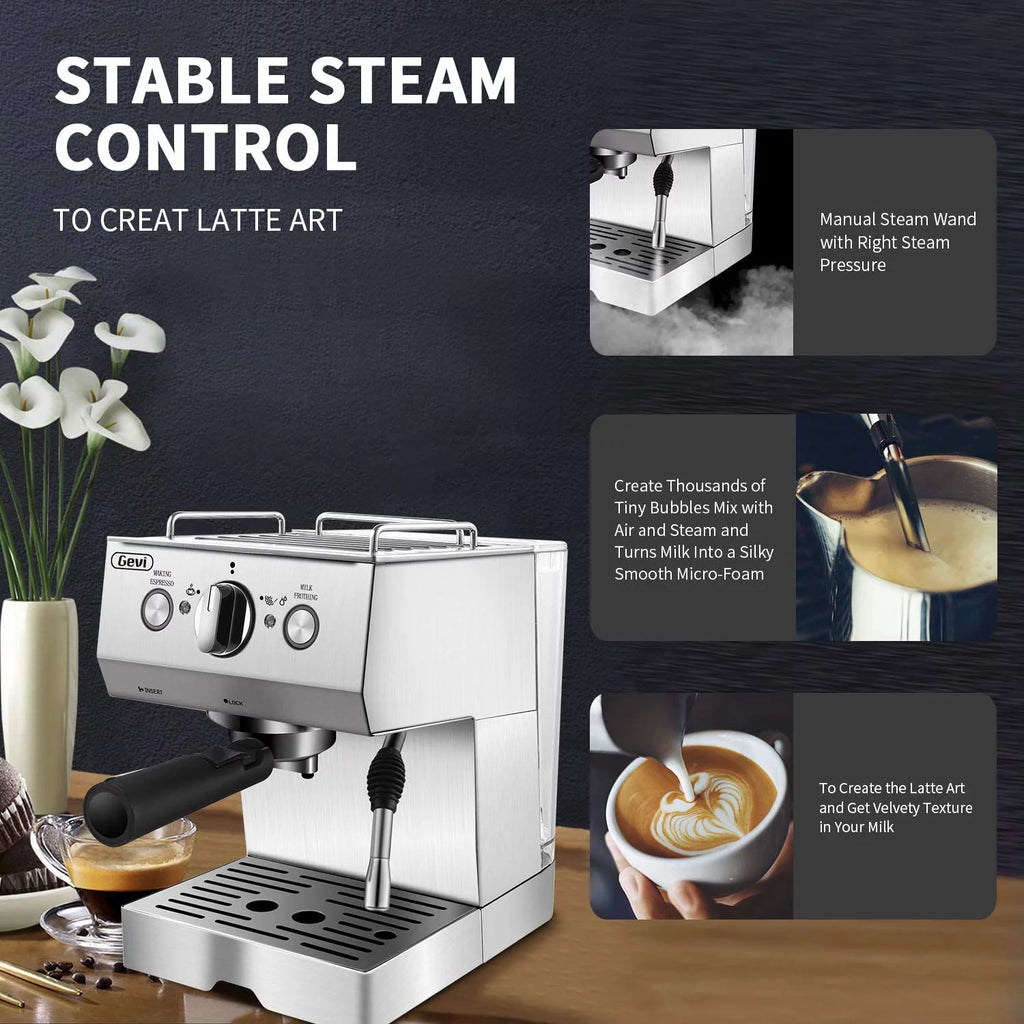 Silver Stainless Steel 15 Bar Espresso Machine I567545
