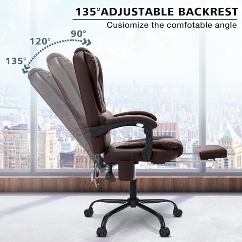 Black High Back Ergonomic Leather Office Chair with Footrest G599046