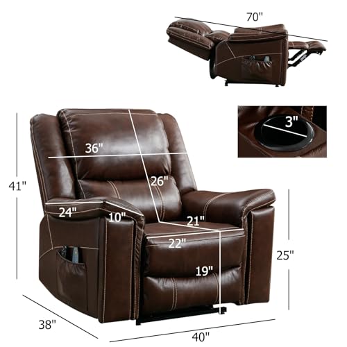 Dark Brown Genuine Leather Power Lift Recliner Chair R100842