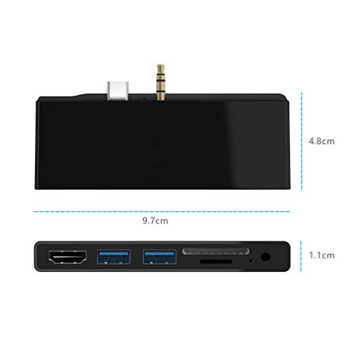 7-in-2 Adapter with 4K USB C to HDMI, 2 USB 3.0 Ports, Earphones Jack, SD/TF Card Slot J4047