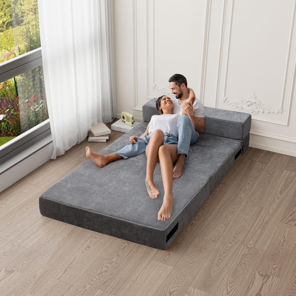 Gray Twin Folding Sofa Bed with Pillow A423381